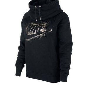 Nike Funnel Neck Hoodie Black / Gold